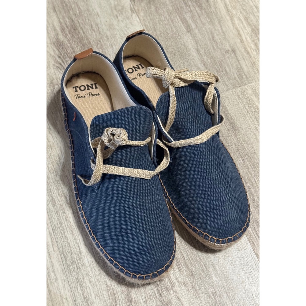 Toni Pons Navy Blue Canvas Espadrille Lace Up Sneakers Men Size 45 Made in Spain